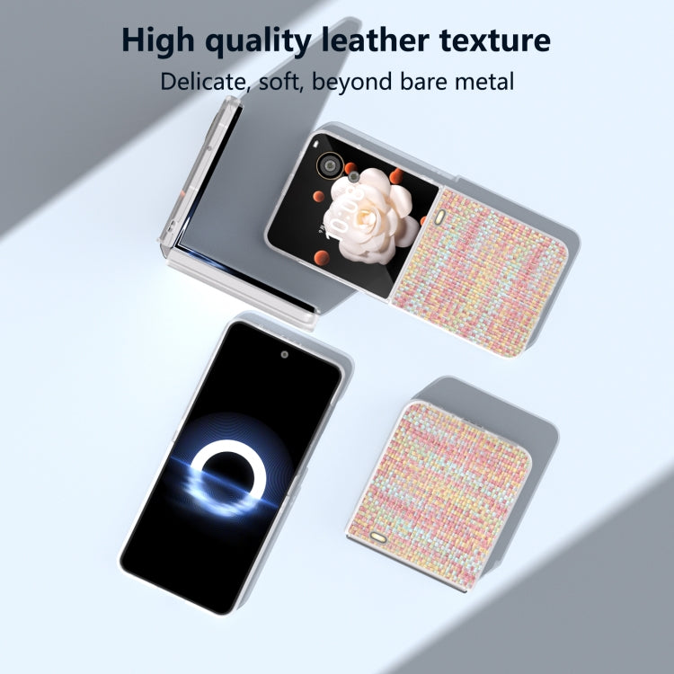 For Honor Magic V Flip Frosted Translucent Frame Color Lattice Texture PU Phone Case