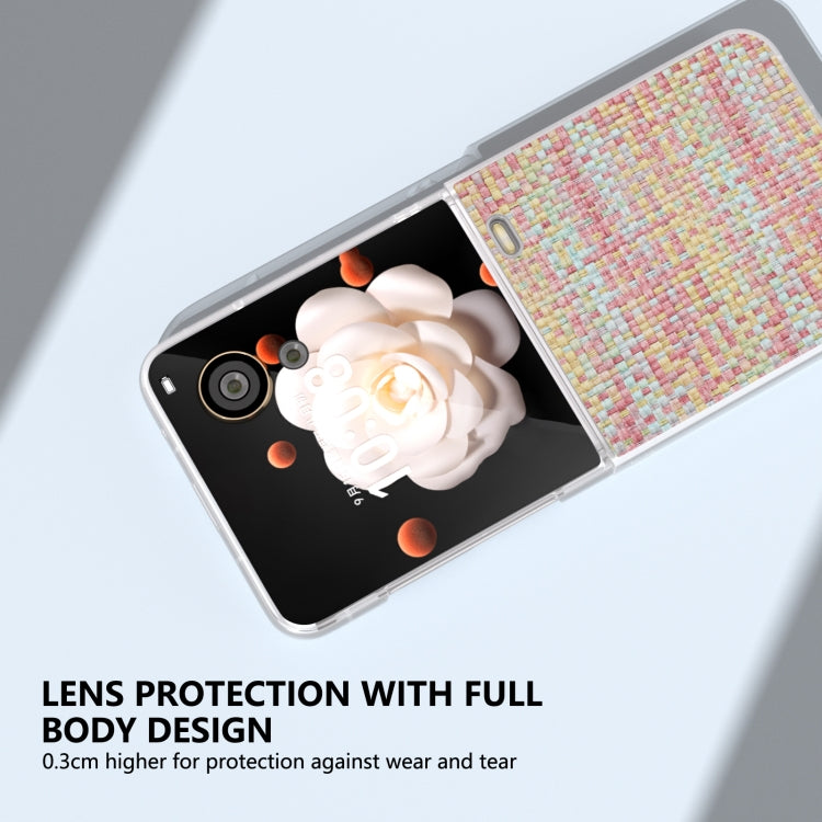 For Honor Magic V Flip Frosted Translucent Frame Color Lattice Texture PU Phone Case