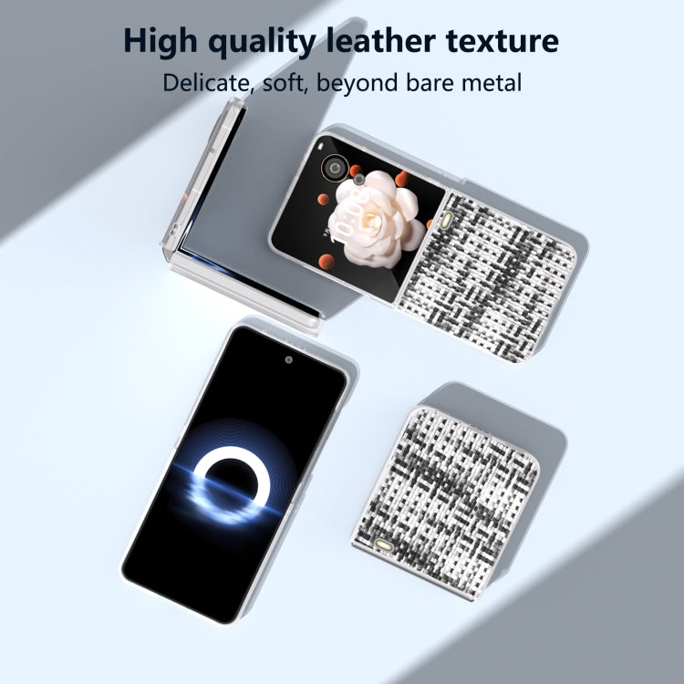 For Honor Magic V Flip Frosted Translucent Frame Color Lattice Texture PU Phone Case