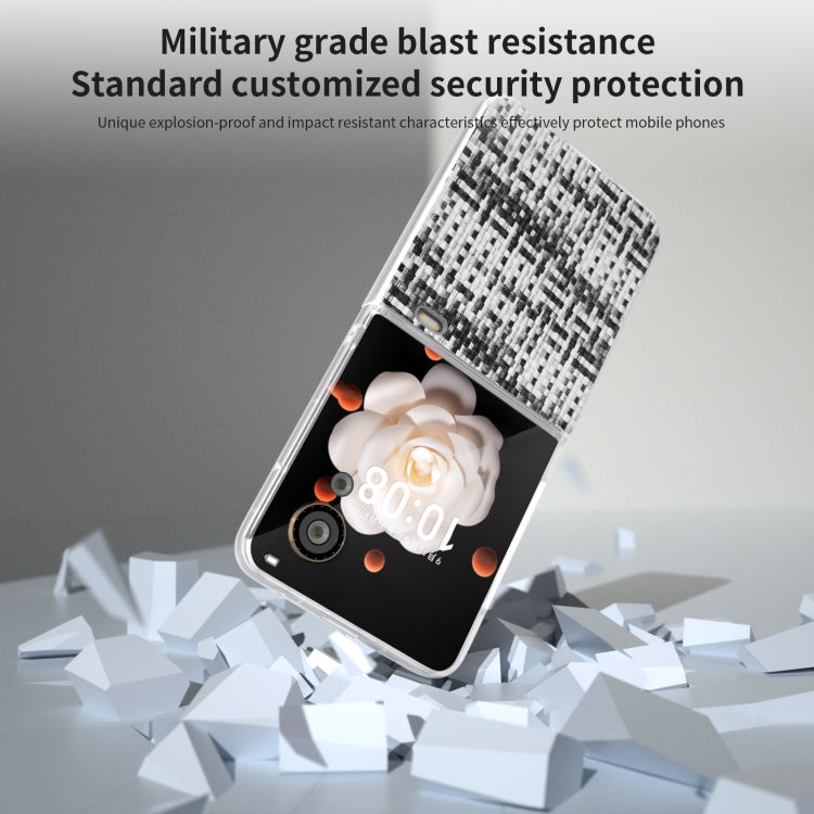 For Honor Magic V Flip Frosted Translucent Frame Color Lattice Texture PU Phone Case