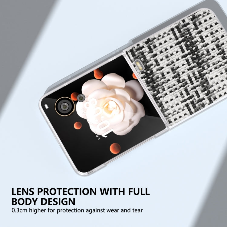 For Honor Magic V Flip Frosted Translucent Frame Color Lattice Texture PU Phone Case