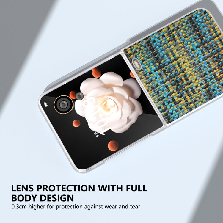 For Honor Magic V Flip Frosted Translucent Frame Color Lattice Texture PU Phone Case