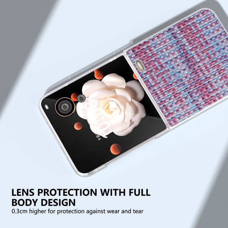For Honor Magic V Flip Frosted Translucent Frame Color Lattice Texture PU Phone Case
