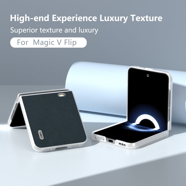 For Honor Magic V Flip ABEEL Frosted Translucent Frame Genuine Leather Wave Phone Case