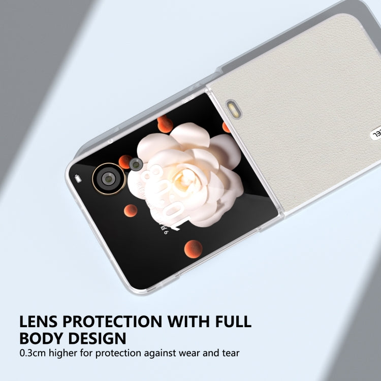 For Honor Magic V Flip ABEEL Frosted Translucent Frame Genuine Leather Wave Phone Case