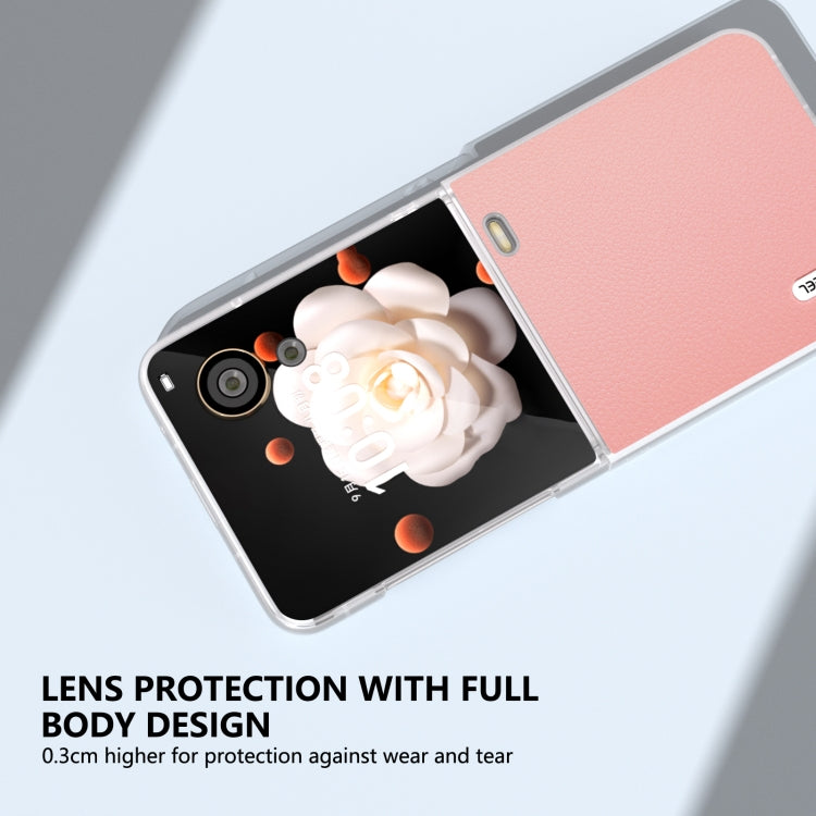 For Honor Magic V Flip ABEEL Frosted Translucent Frame Genuine Leather Wave Phone Case