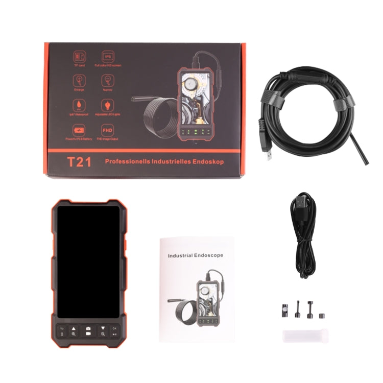 T21 4.5 inch IPS Color Screen 5.5mm Single Camera Split Hard Cable Industrial Endoscope, Length:1m - Black Red
