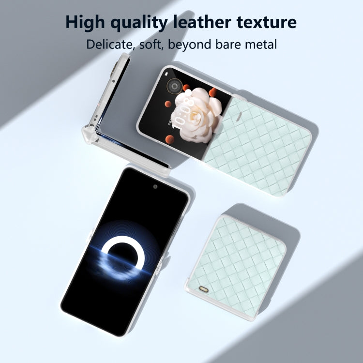 For Honor Magic V Flip Three Parts Frosted Translucent Frame Woven Texture PU Phone Case