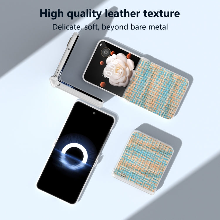 For Honor Magic V Flip Three Parts Frosted Translucent Frame Color Lattice Texture PU Phone Case