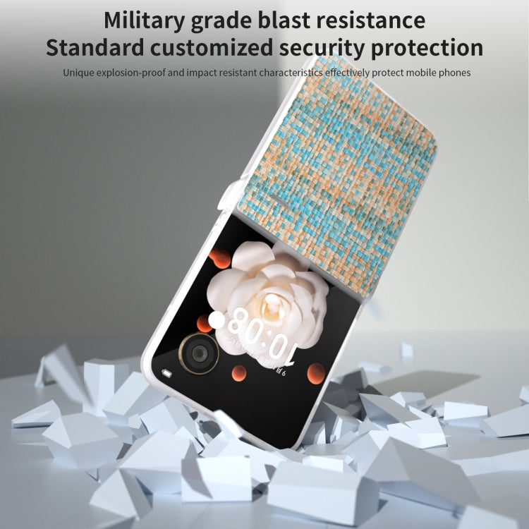 For Honor Magic V Flip Three Parts Frosted Translucent Frame Color Lattice Texture PU Phone Case