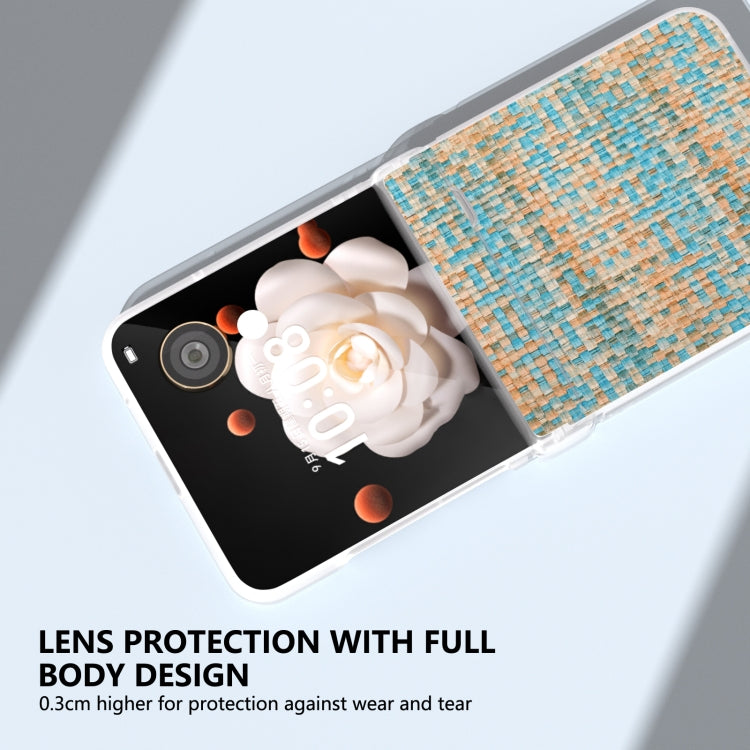 For Honor Magic V Flip Three Parts Frosted Translucent Frame Color Lattice Texture PU Phone Case