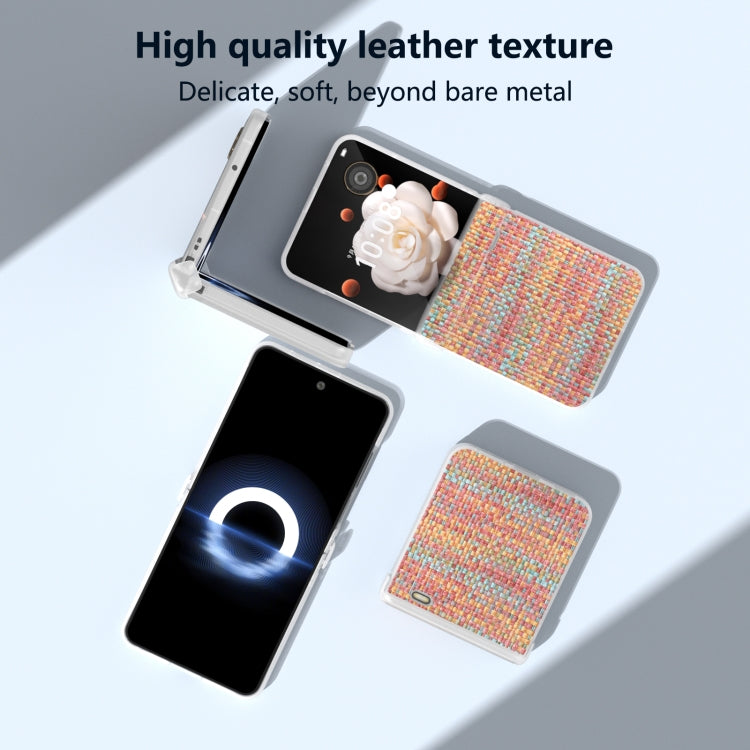 For Honor Magic V Flip Three Parts Frosted Translucent Frame Color Lattice Texture PU Phone Case