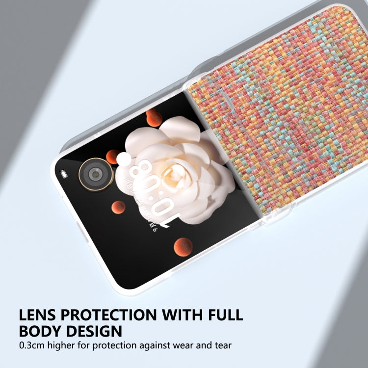 For Honor Magic V Flip Three Parts Frosted Translucent Frame Color Lattice Texture PU Phone Case