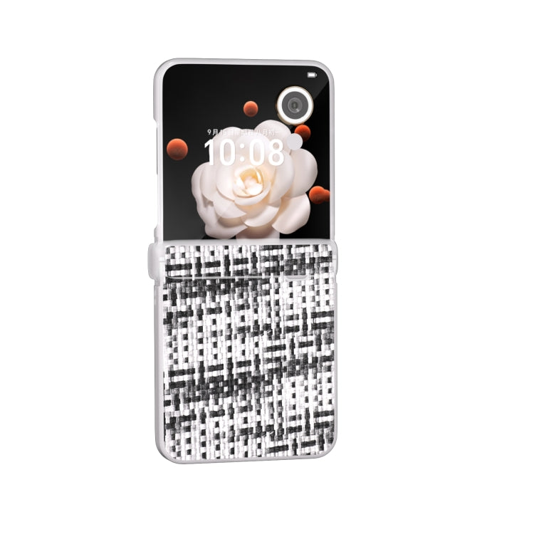 For Honor Magic V Flip Three Parts Frosted Translucent Frame Color Lattice Texture PU Phone Case