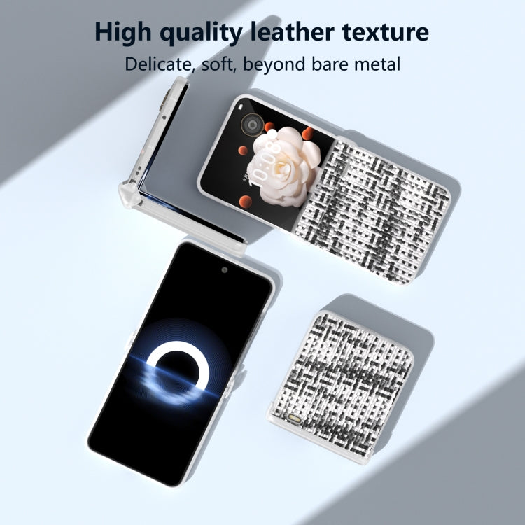 For Honor Magic V Flip Three Parts Frosted Translucent Frame Color Lattice Texture PU Phone Case