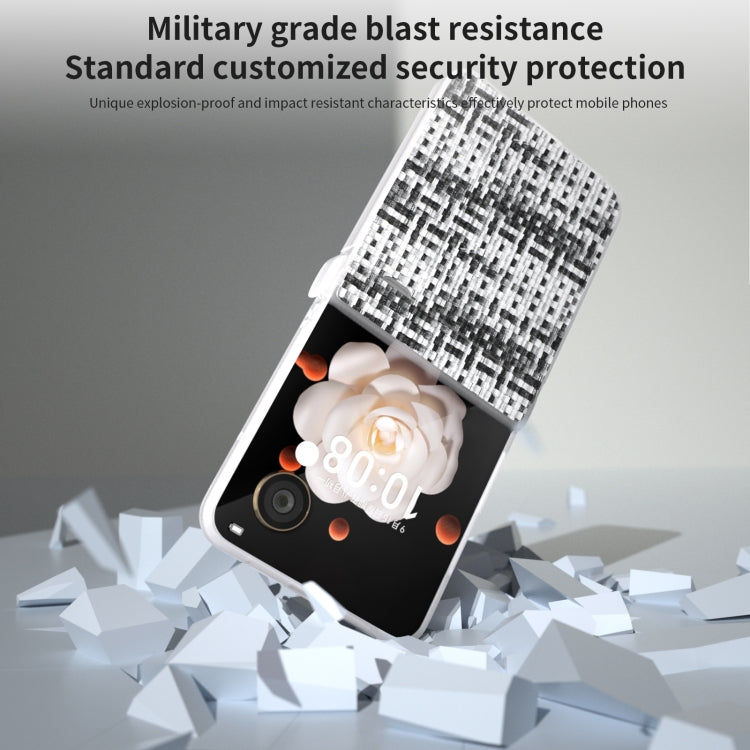 For Honor Magic V Flip Three Parts Frosted Translucent Frame Color Lattice Texture PU Phone Case