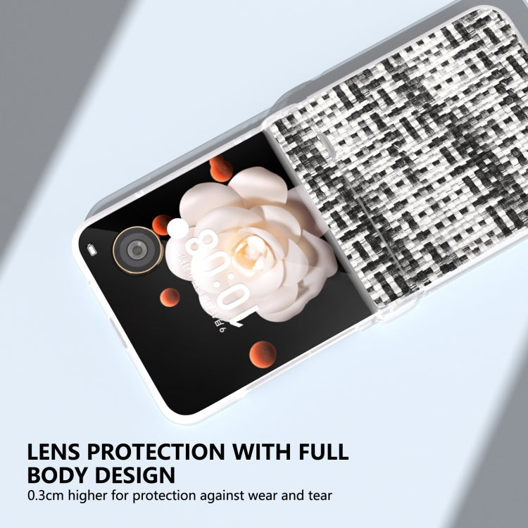 For Honor Magic V Flip Three Parts Frosted Translucent Frame Color Lattice Texture PU Phone Case