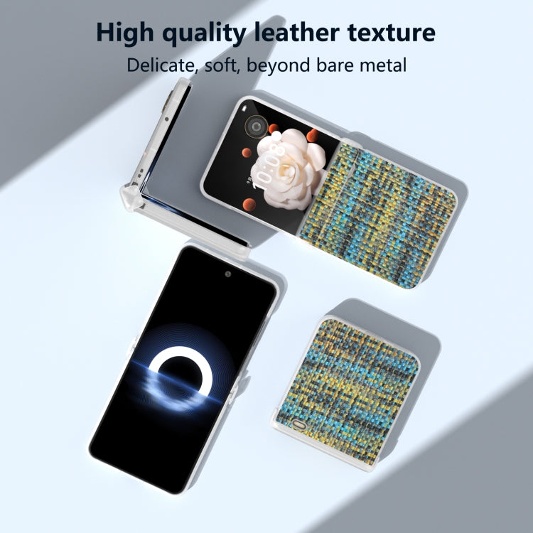 For Honor Magic V Flip Three Parts Frosted Translucent Frame Color Lattice Texture PU Phone Case