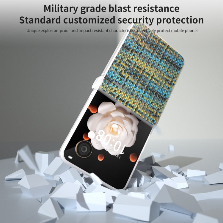 For Honor Magic V Flip Three Parts Frosted Translucent Frame Color Lattice Texture PU Phone Case