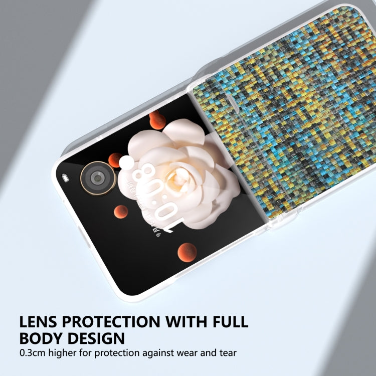 For Honor Magic V Flip Three Parts Frosted Translucent Frame Color Lattice Texture PU Phone Case