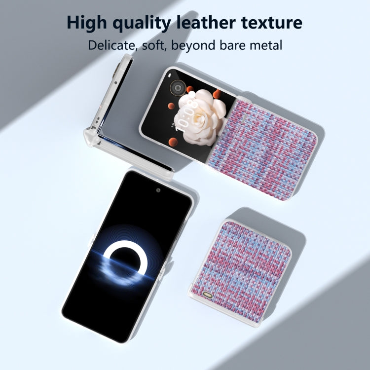 For Honor Magic V Flip Three Parts Frosted Translucent Frame Color Lattice Texture PU Phone Case