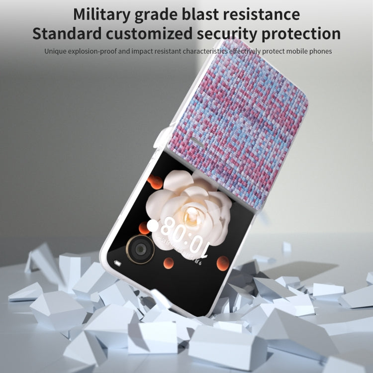 For Honor Magic V Flip Three Parts Frosted Translucent Frame Color Lattice Texture PU Phone Case