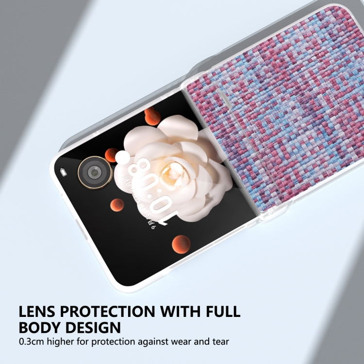 For Honor Magic V Flip Three Parts Frosted Translucent Frame Color Lattice Texture PU Phone Case