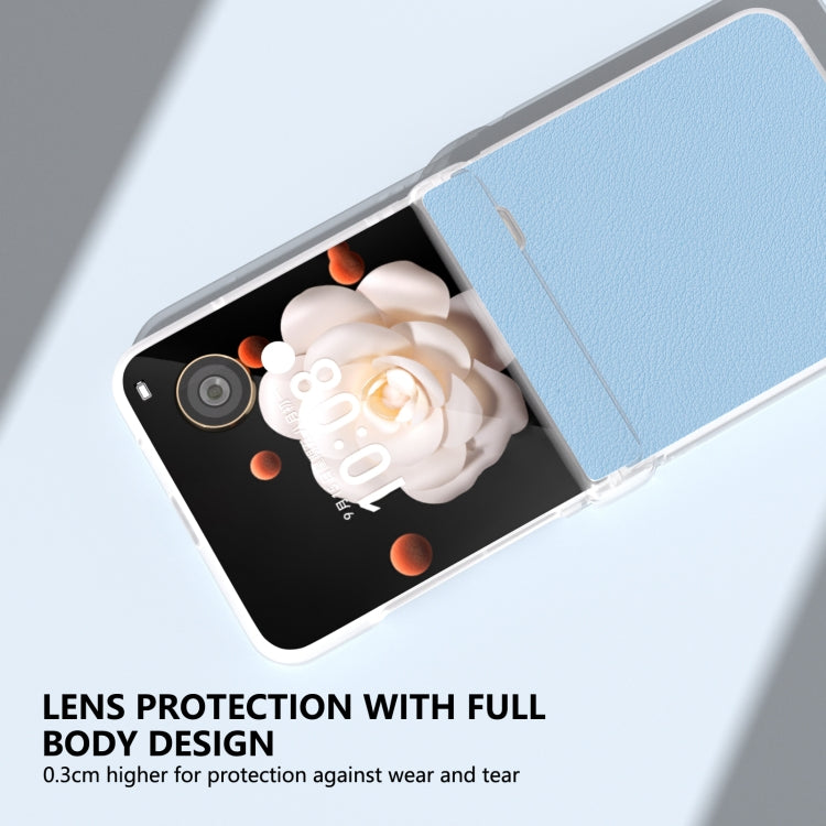 For Honor Magic V Flip ABEEL Three Parts Frosted Translucent Frame Genuine Leather Wave Phone Case