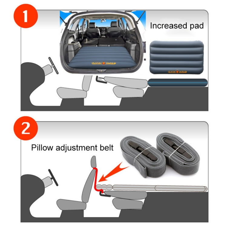 02-A2-6 Flocking Car / Household + Increased Pad 6-port 6/4 Ratio Multifunctional Travel Inflatable Mattress Air Bed Camping Back Seat Couch