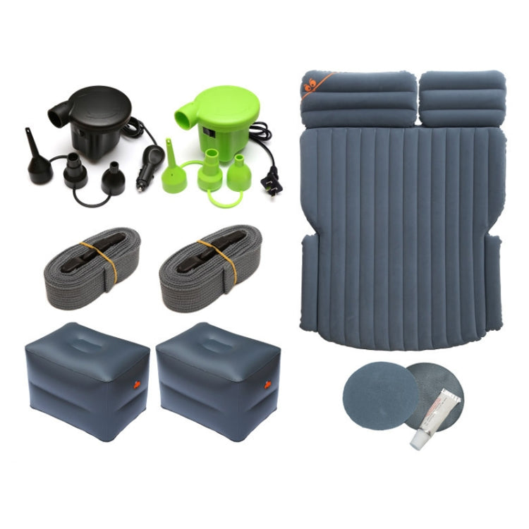 05-A5-6 Flocking Car / Household + 2 Square Stool 6-port 6/4 Ratio Multifunctional Travel Inflatable Mattress Air Bed Camping Back Seat Couch