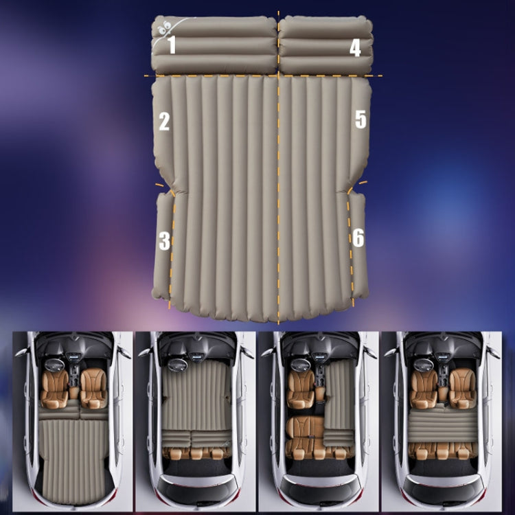 05-A5-6 Flocking Car / Household + 2 Square Stool 6-port 6/4 Ratio Multifunctional Travel Inflatable Mattress Air Bed Camping Back Seat Couch