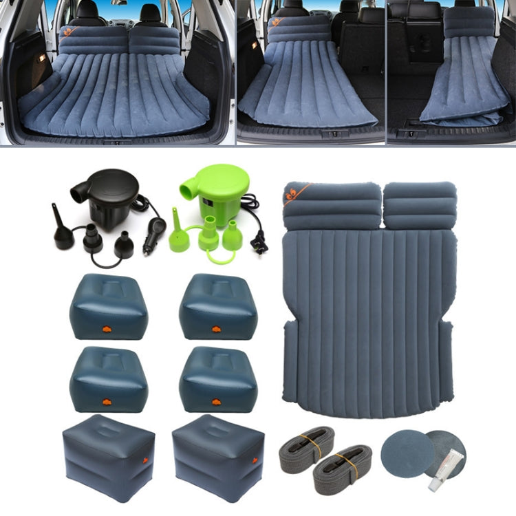 06-A6-6 Flocking Car/Household + 4 Step & 2 Square Stool 6-port 6/4 Ratio Multifunctional Travel Inflatable Mattress Air Bed Camping Back Seat Couch