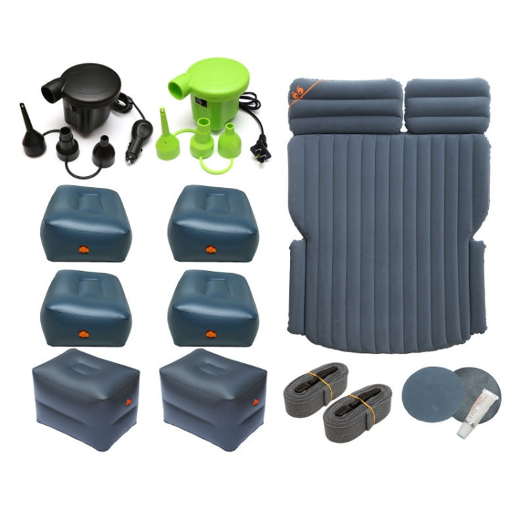 06-A6-6 Flocking Car/Household + 4 Step & 2 Square Stool 6-port 6/4 Ratio Multifunctional Travel Inflatable Mattress Air Bed Camping Back Seat Couch