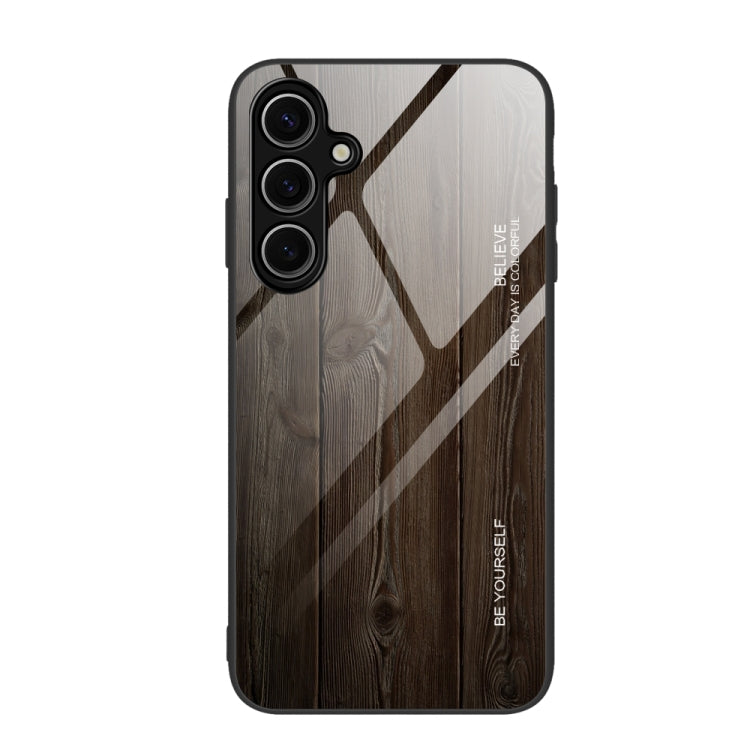 For Samsung Galaxy S24 FE 5G Wood Grain Glass Phone Case