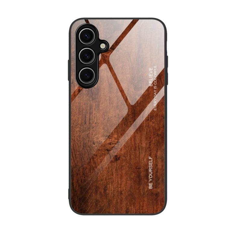 For Samsung Galaxy S24 FE 5G Wood Grain Glass Phone Case