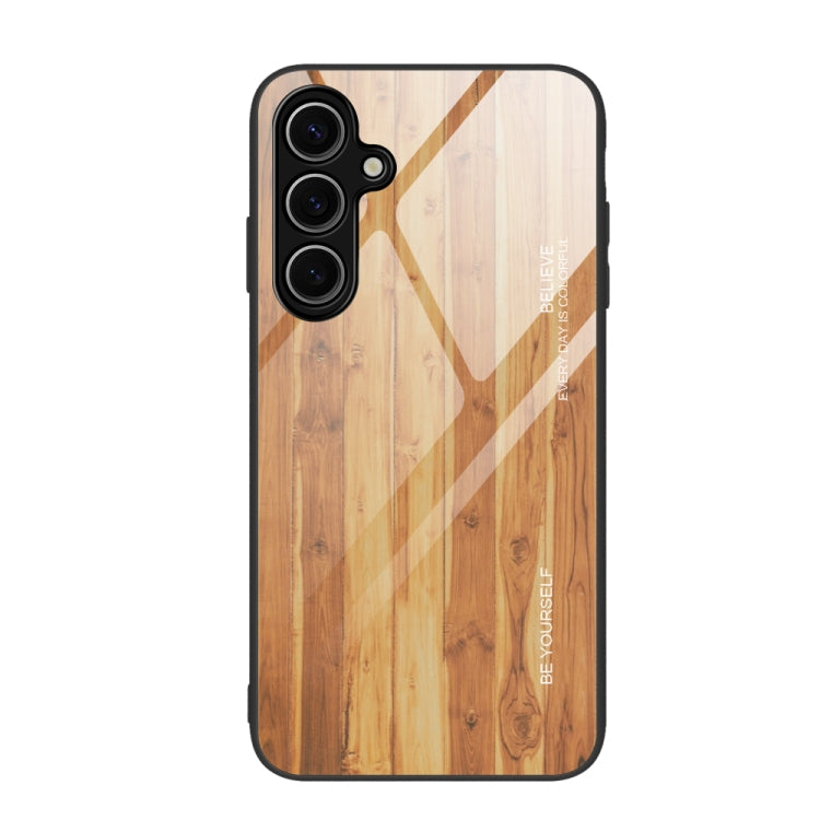 For Samsung Galaxy S24 FE 5G Wood Grain Glass Phone Case