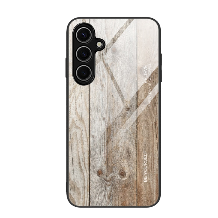 For Samsung Galaxy S24 FE 5G Wood Grain Glass Phone Case