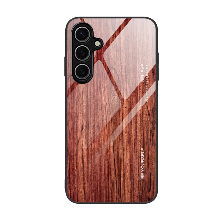 For Samsung Galaxy S24 FE 5G Wood Grain Glass Phone Case