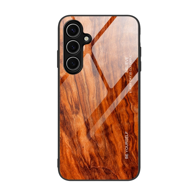 For Samsung Galaxy S24 FE 5G Wood Grain Glass Phone Case