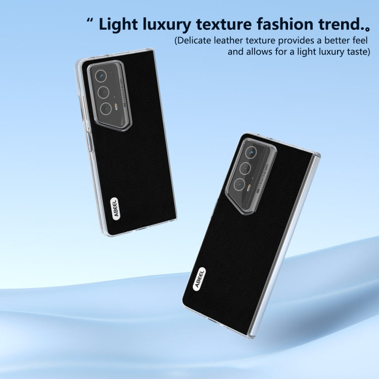 For Honor Magic V2 RSR Porsche Design ABEEL Transparent Frame Genuine Leather Wave Phone Case