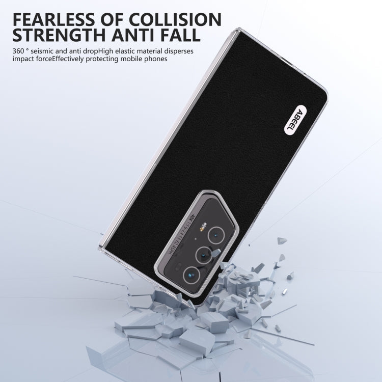 For Honor Magic V2 RSR Porsche Design ABEEL Transparent Frame Genuine Leather Wave Phone Case