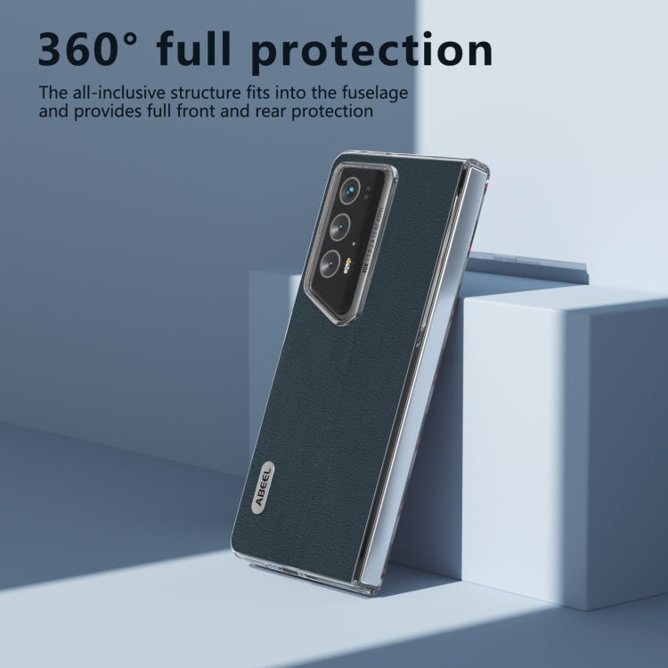 For Honor Magic V2 RSR Porsche Design ABEEL Transparent Frame Genuine Leather Wave Phone Case