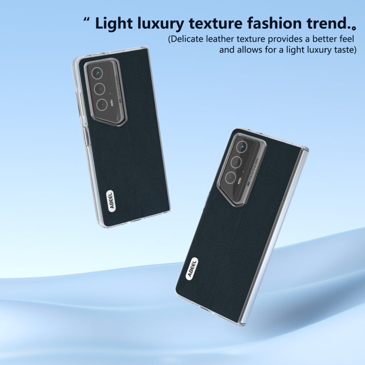 For Honor Magic V2 RSR Porsche Design ABEEL Transparent Frame Genuine Leather Wave Phone Case