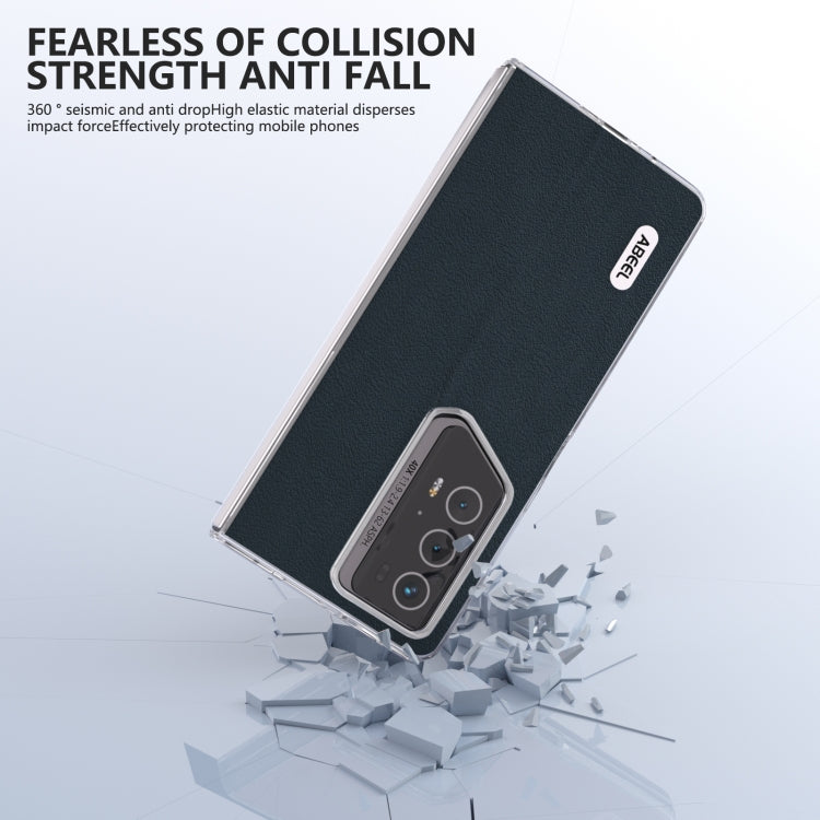 For Honor Magic V2 RSR Porsche Design ABEEL Transparent Frame Genuine Leather Wave Phone Case