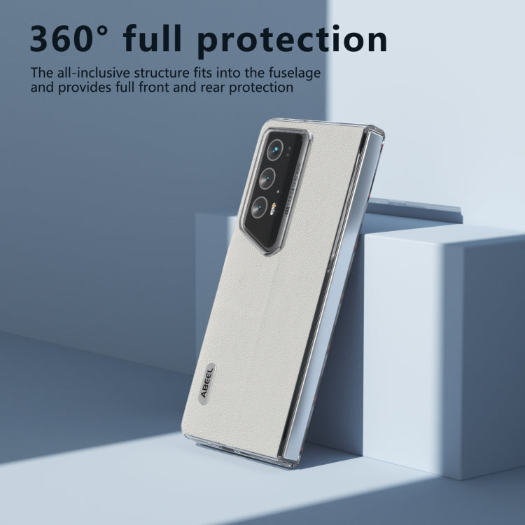 For Honor Magic V2 RSR Porsche Design ABEEL Transparent Frame Genuine Leather Wave Phone Case