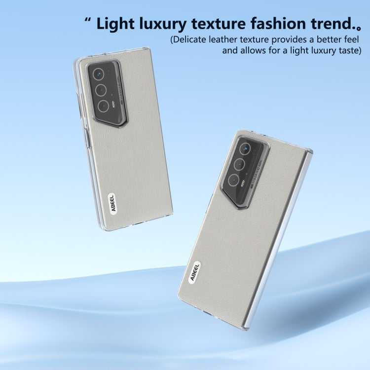 For Honor Magic V2 RSR Porsche Design ABEEL Transparent Frame Genuine Leather Wave Phone Case