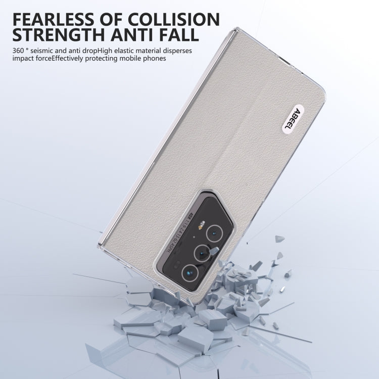 For Honor Magic V2 RSR Porsche Design ABEEL Transparent Frame Genuine Leather Wave Phone Case