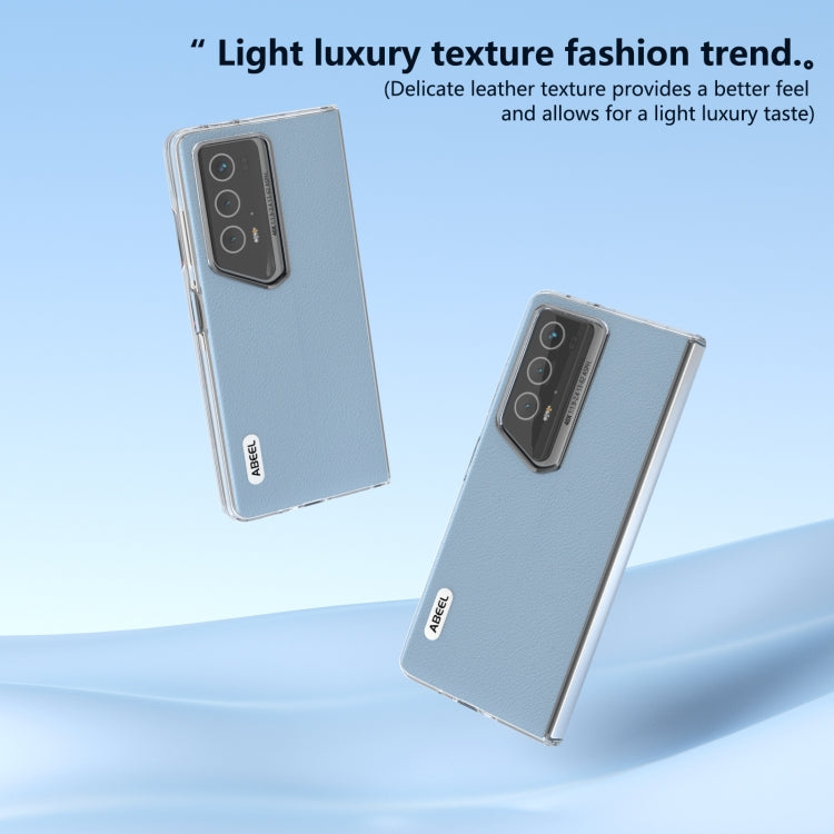 For Honor Magic V2 RSR Porsche Design ABEEL Transparent Frame Genuine Leather Wave Phone Case