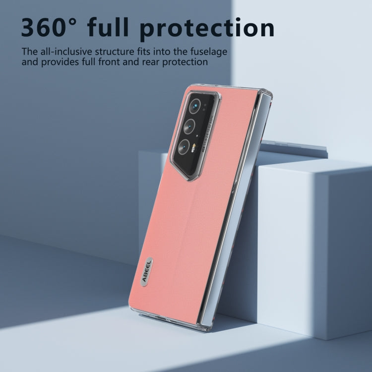 For Honor Magic V2 RSR Porsche Design ABEEL Transparent Frame Genuine Leather Wave Phone Case