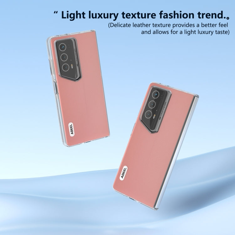 For Honor Magic V2 RSR Porsche Design ABEEL Transparent Frame Genuine Leather Wave Phone Case